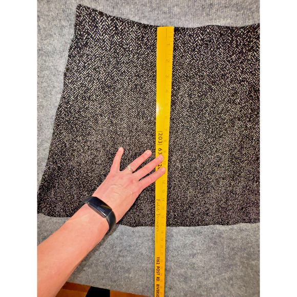 LOFT Black Gray Herringbone A-Line Mini Skirt Size Small Elastic Waist Cotton - Picture 7 of 7
